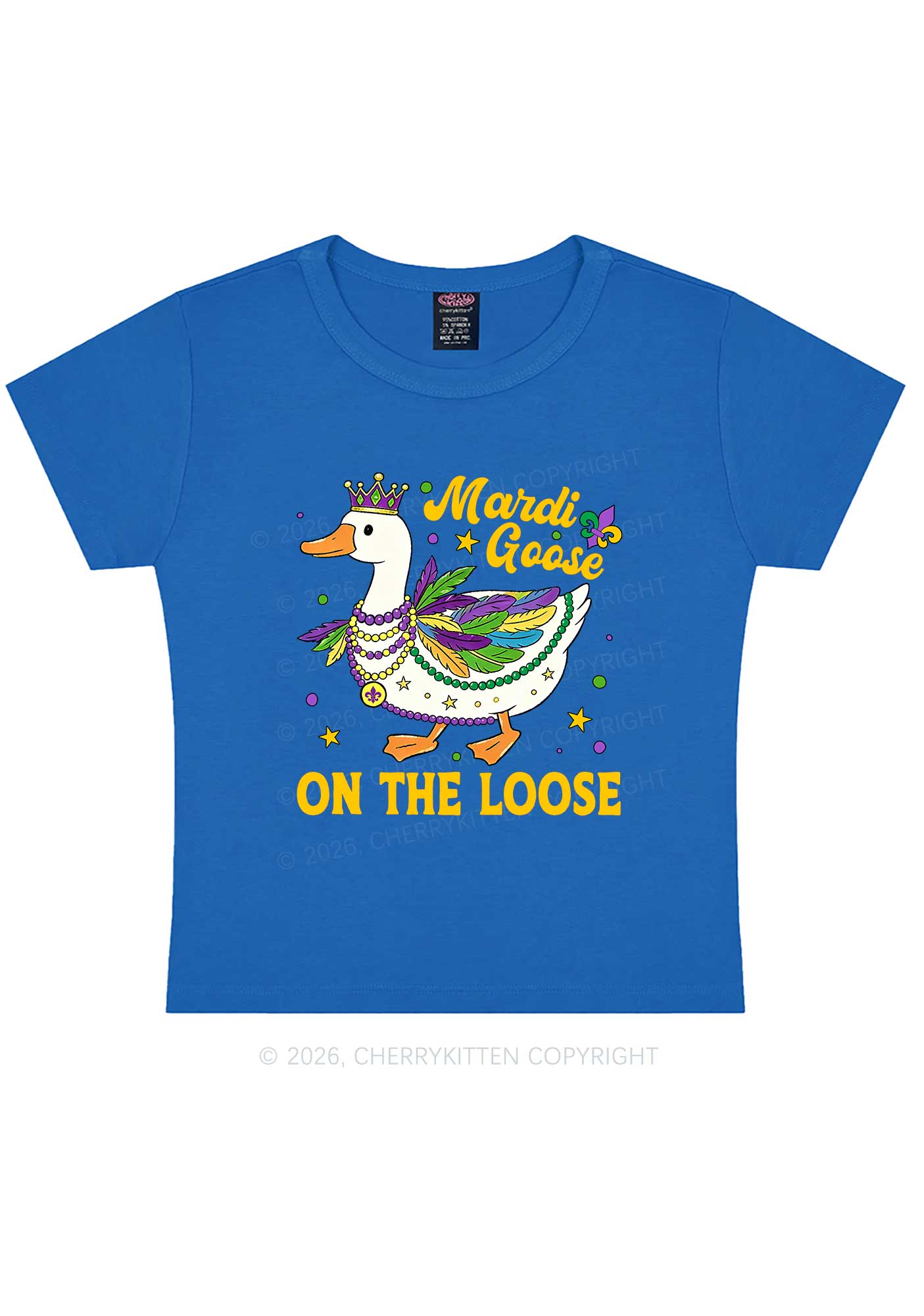 Mardi Goose On The Loose Y2K Baby Tee Cherrykitten