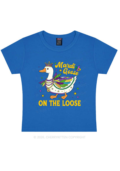 Mardi Goose On The Loose Y2K Baby Tee Cherrykitten
