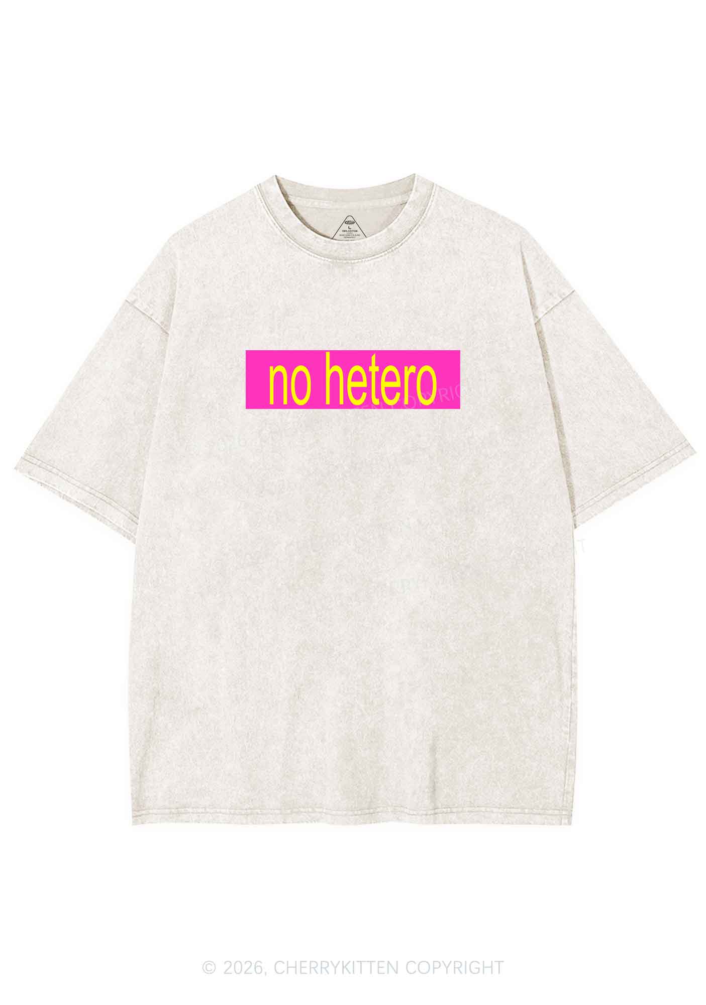 No Hetero Pride Y2K Shirts Washed Tee Cherrykitten