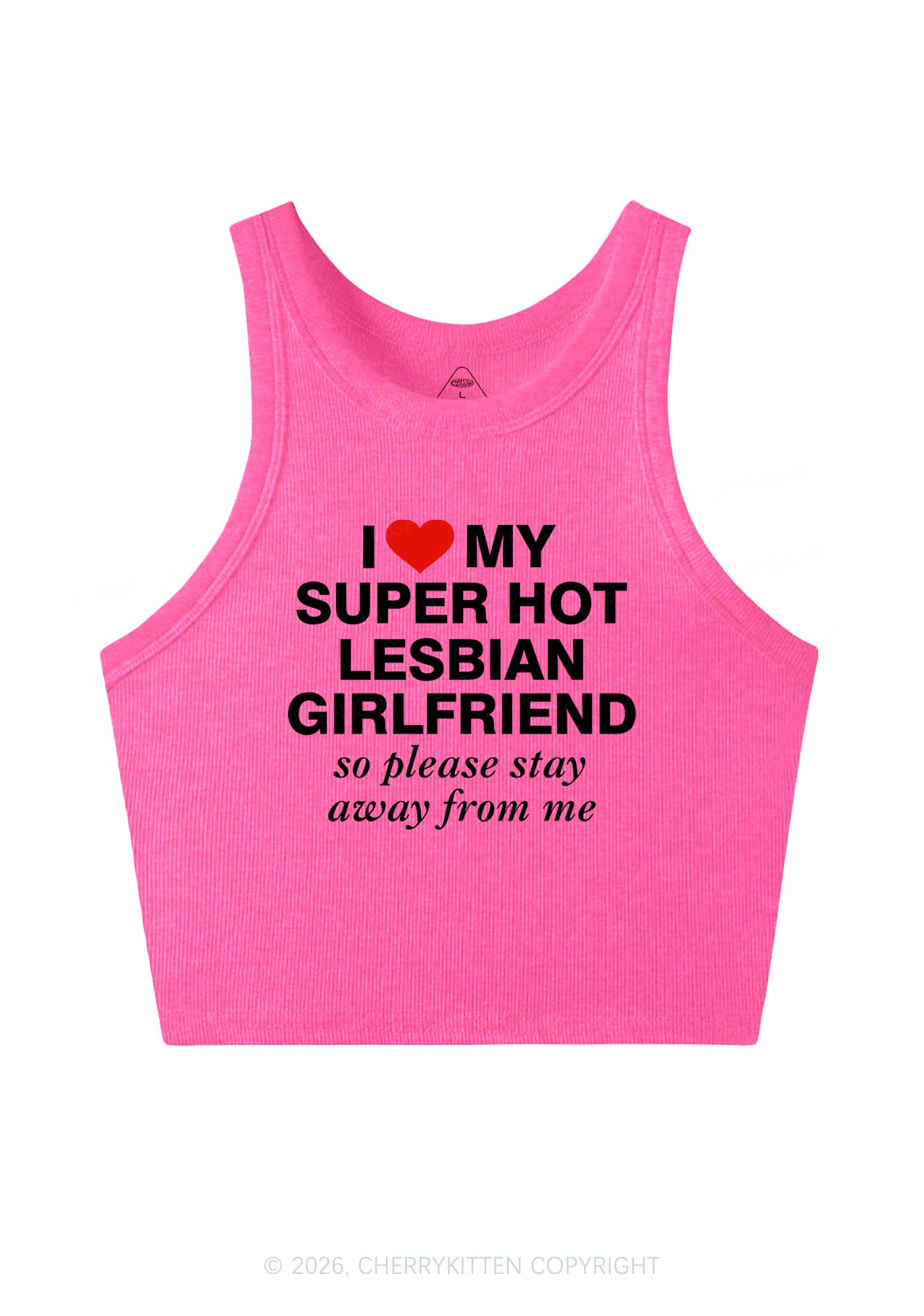 I Love My Super Hot Lesbian GF Pride Y2K Crop Tank Top Cherrykitten
