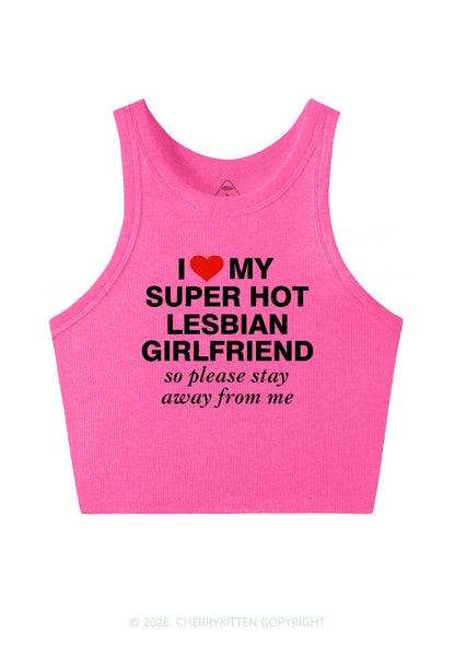 I Love My Super Hot Lesbian GF Pride Y2K Crop Tank Top Cherrykitten