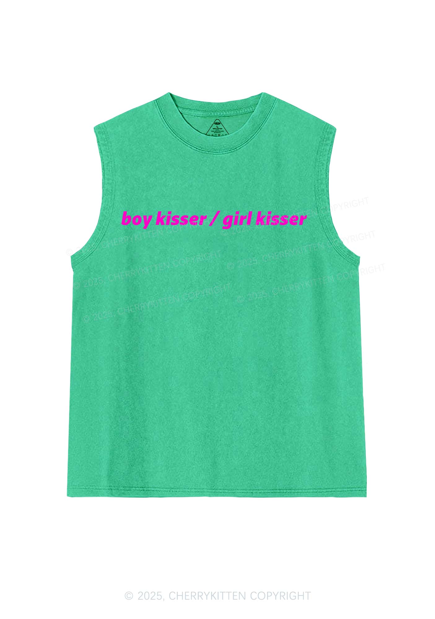 Boy Kisser Girl Kisser Pride Y2K Washed Muscle Tank Cherrykitten