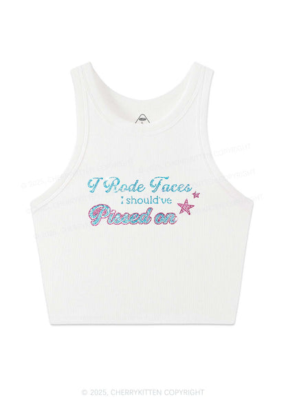 Rhinestone I Rode Faces Y2K Crop Tank Top Cherrykitten