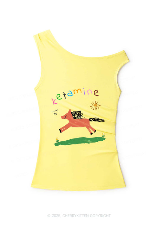 Orange Pony Y2K Off Shoulder Tank Top Cherrykitten