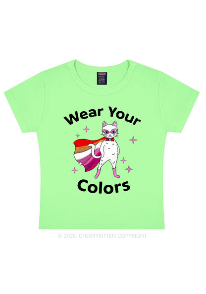 Lesbian Flag Cat Pride Y2K Baby Tee Cherrykitten