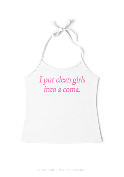 Put Clean Girls Into Coma Y2K Halter Neck Cami Cherrykitten