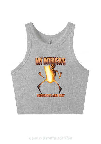 My Intrusive Thoughts Are Gay Pride Y2K Crop Tank Top Cherrykitten