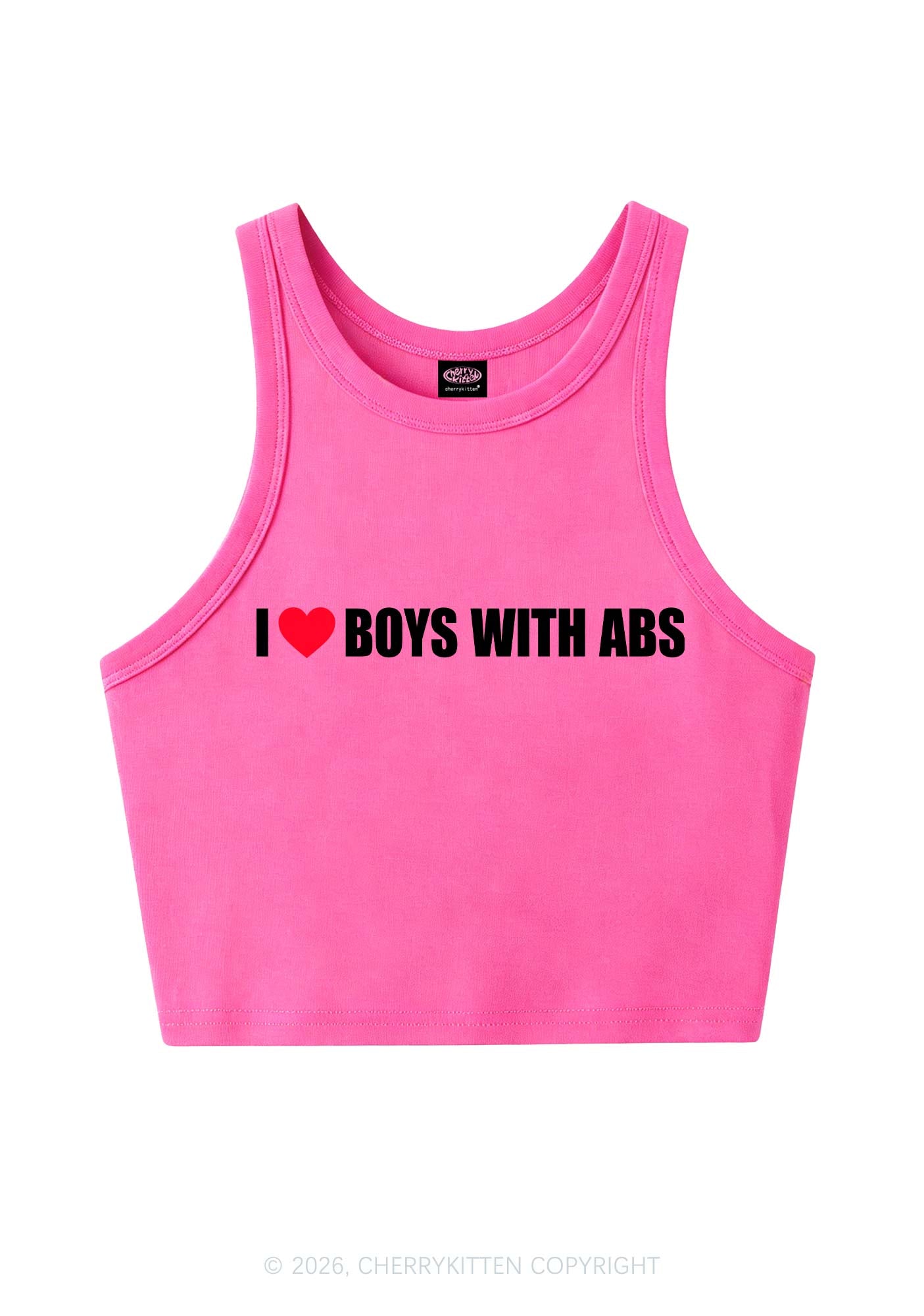 I Love Boys With ABS Y2K Crop Tank Top Cherrykitten
