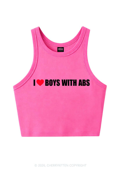I Love Boys With ABS Y2K Crop Tank Top Cherrykitten