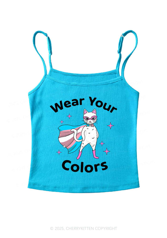 Transgender Flag Cat Pride Y2K Spaghetti Strap Cami Cherrykitten
