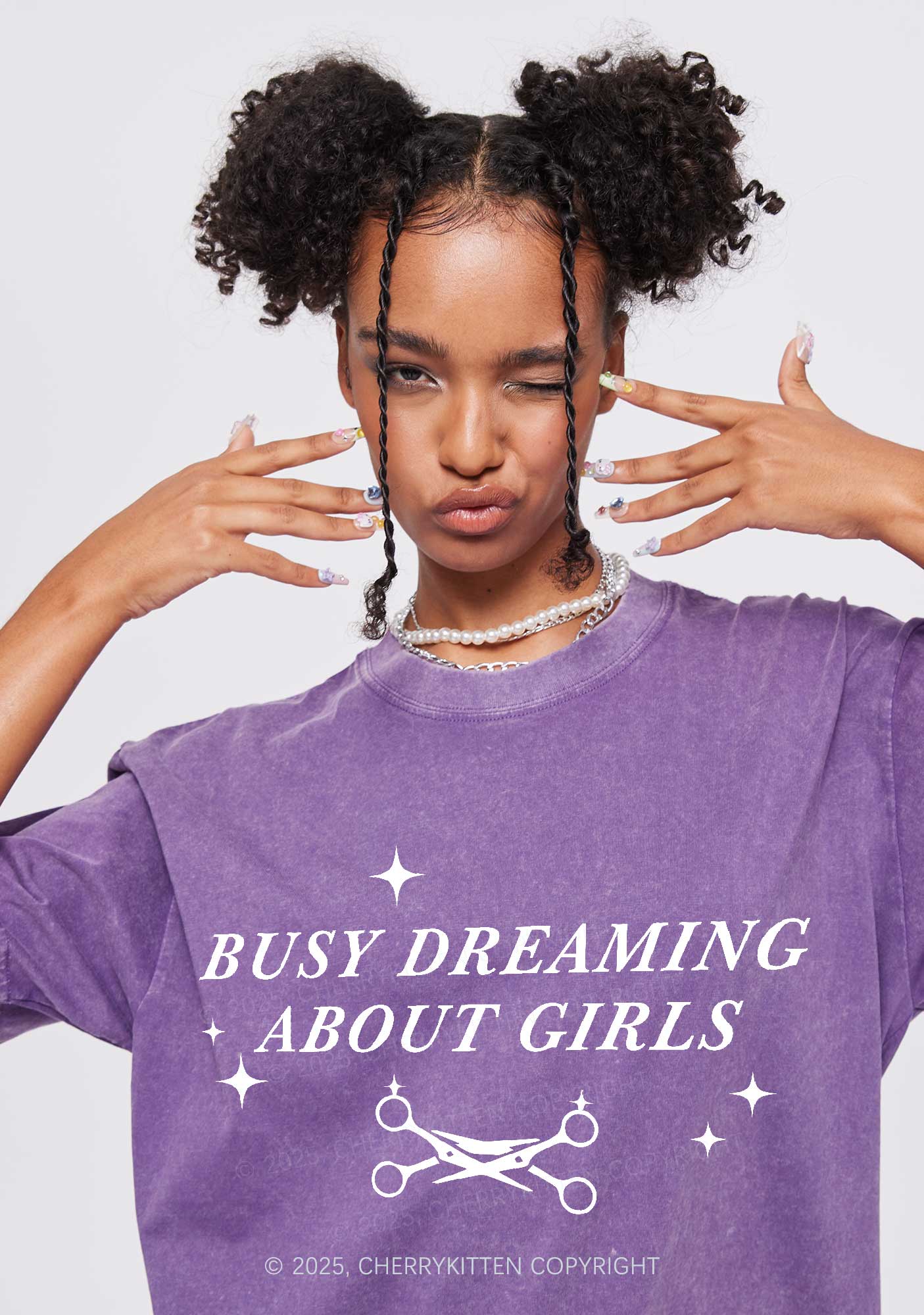 Busy Dreaming About Girls Pride Y2K Shirts Washed Tee Cherrykitten