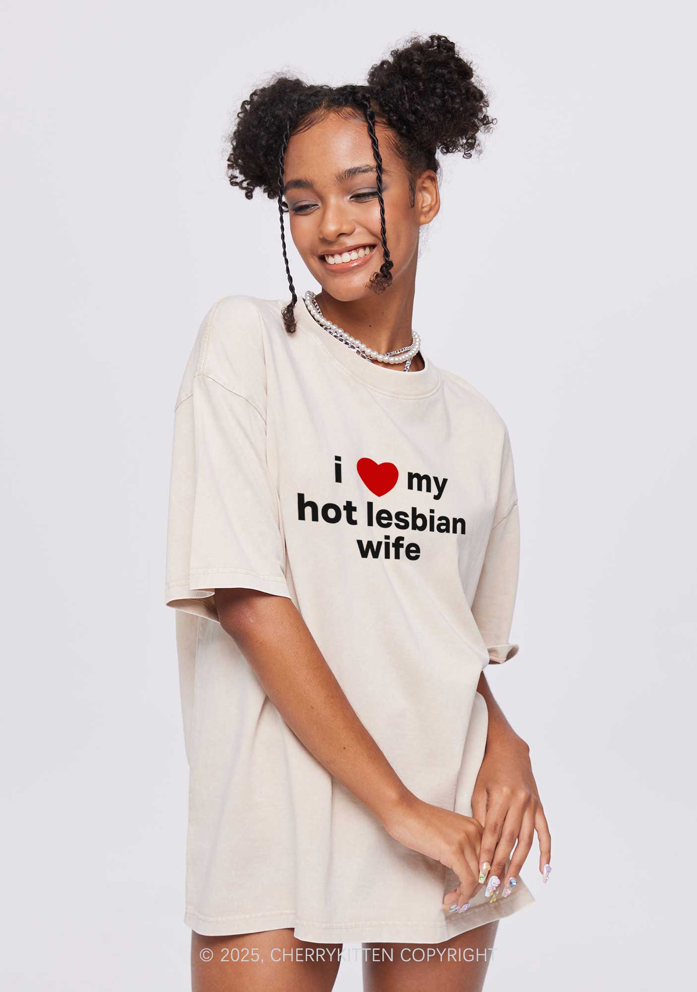 Love My Hot Lesbian Wife Y2K Valentine's Day Couple Shirt Cherrykitten