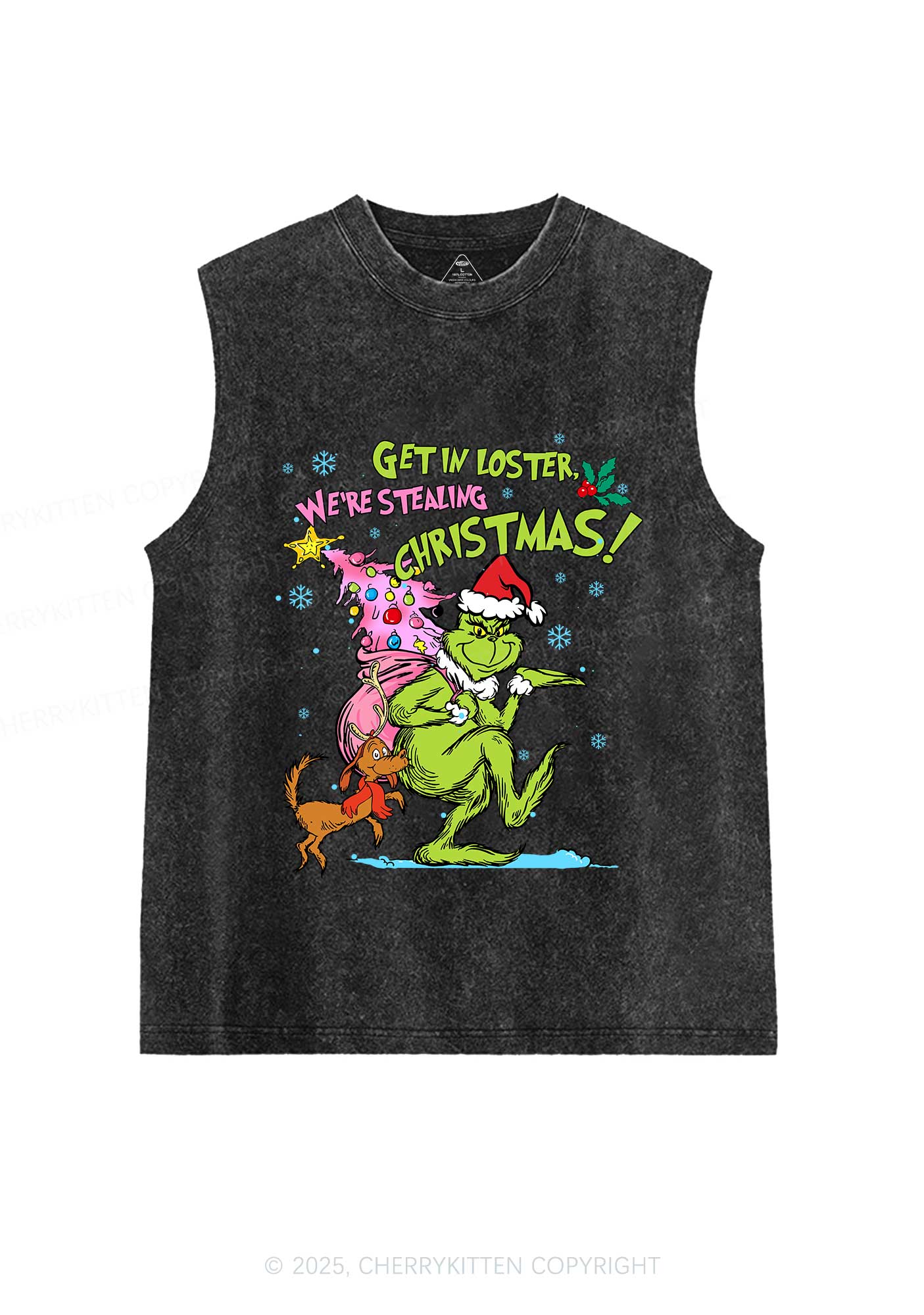 We Are Stealing Christmas Y2K Washed Muscle Tank Cherrykitten