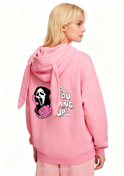 Halloween No You Hang Up Y2K Bunny Ear Zip Hoodie Cherrykitten