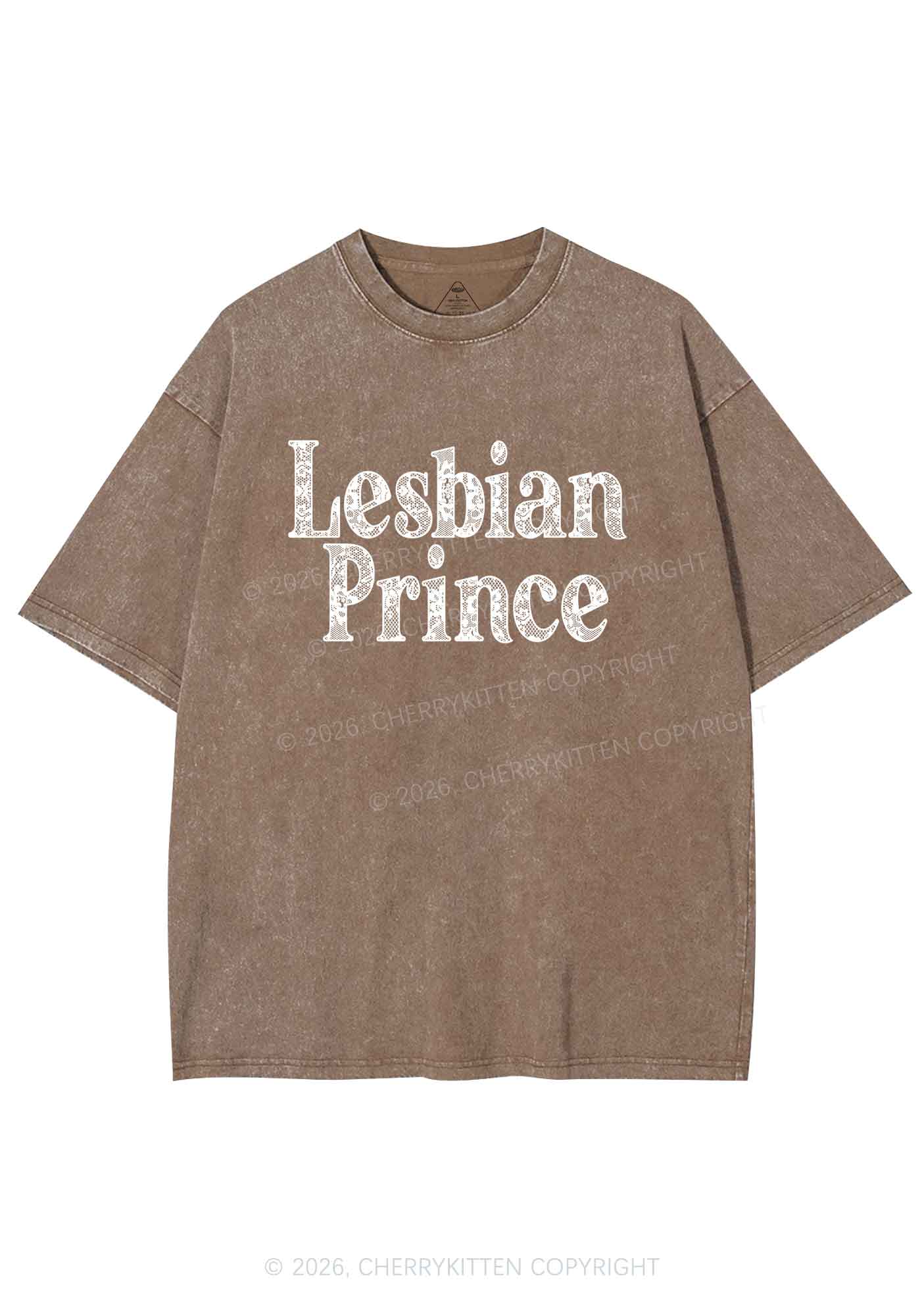 Lesbian Prince Pride Y2K Shirts Washed Tee Cherrykitten