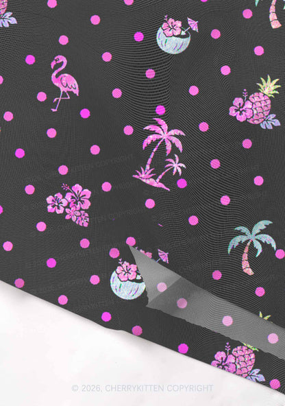 Pink Dots Palm Tree Y2K Mesh Crop Top Cherrykitten