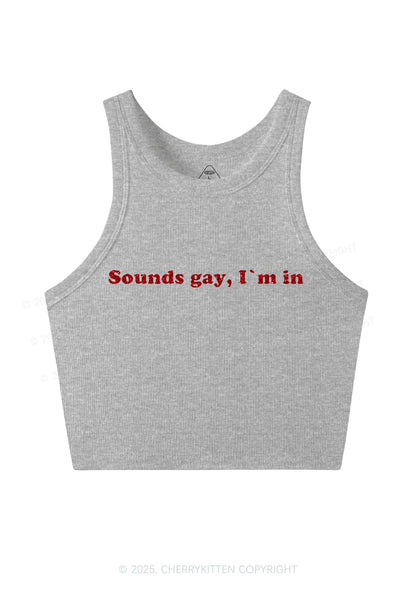 Glitter Sounds Gay Pride Y2K Crop Tank Top Cherrykitten