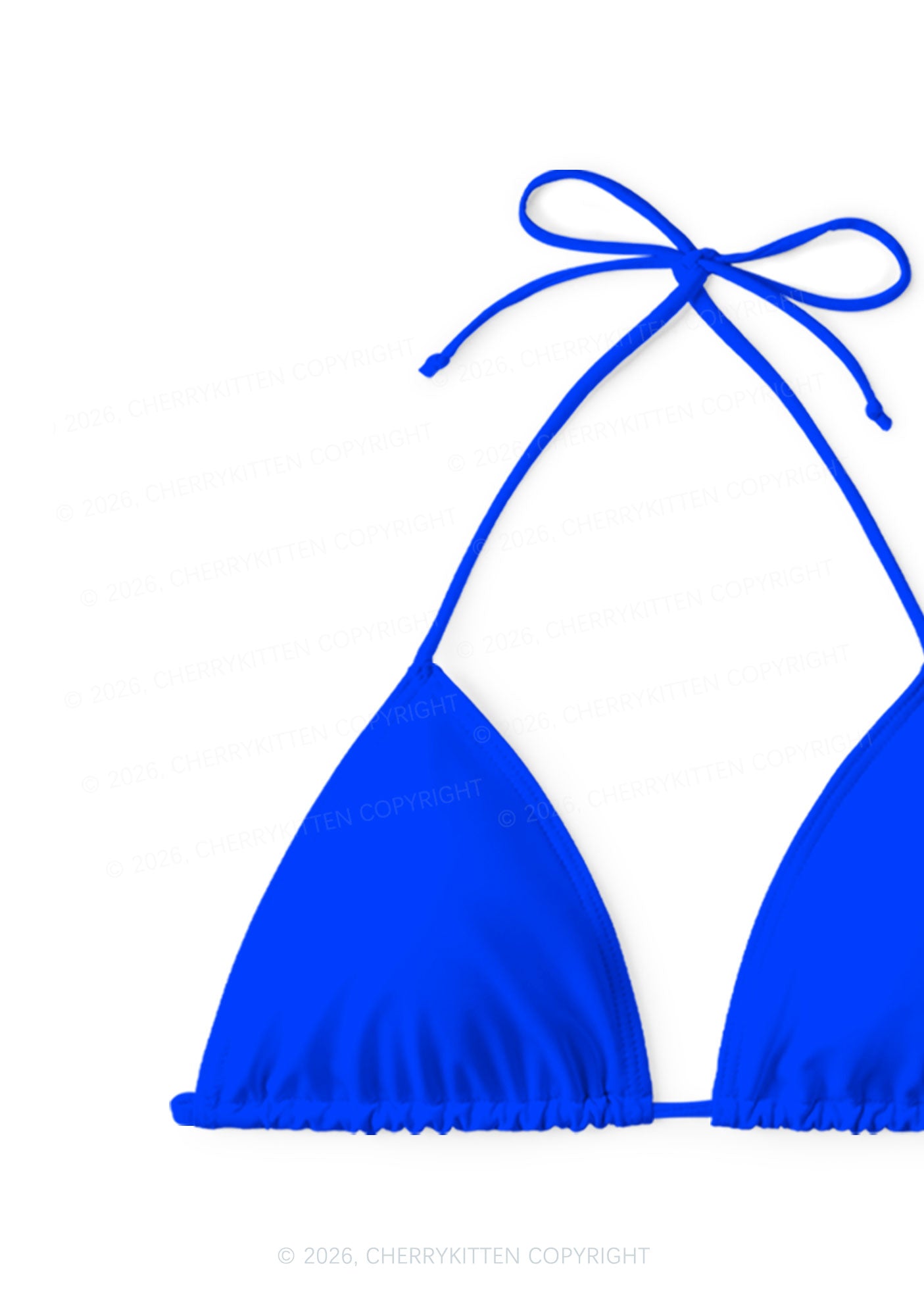 Royal Blue Plain Y2K Print Bikini Set Cherrykitten
