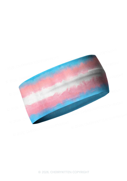 Transgender Flag Pride Y2K Print Headband Cherrykitten