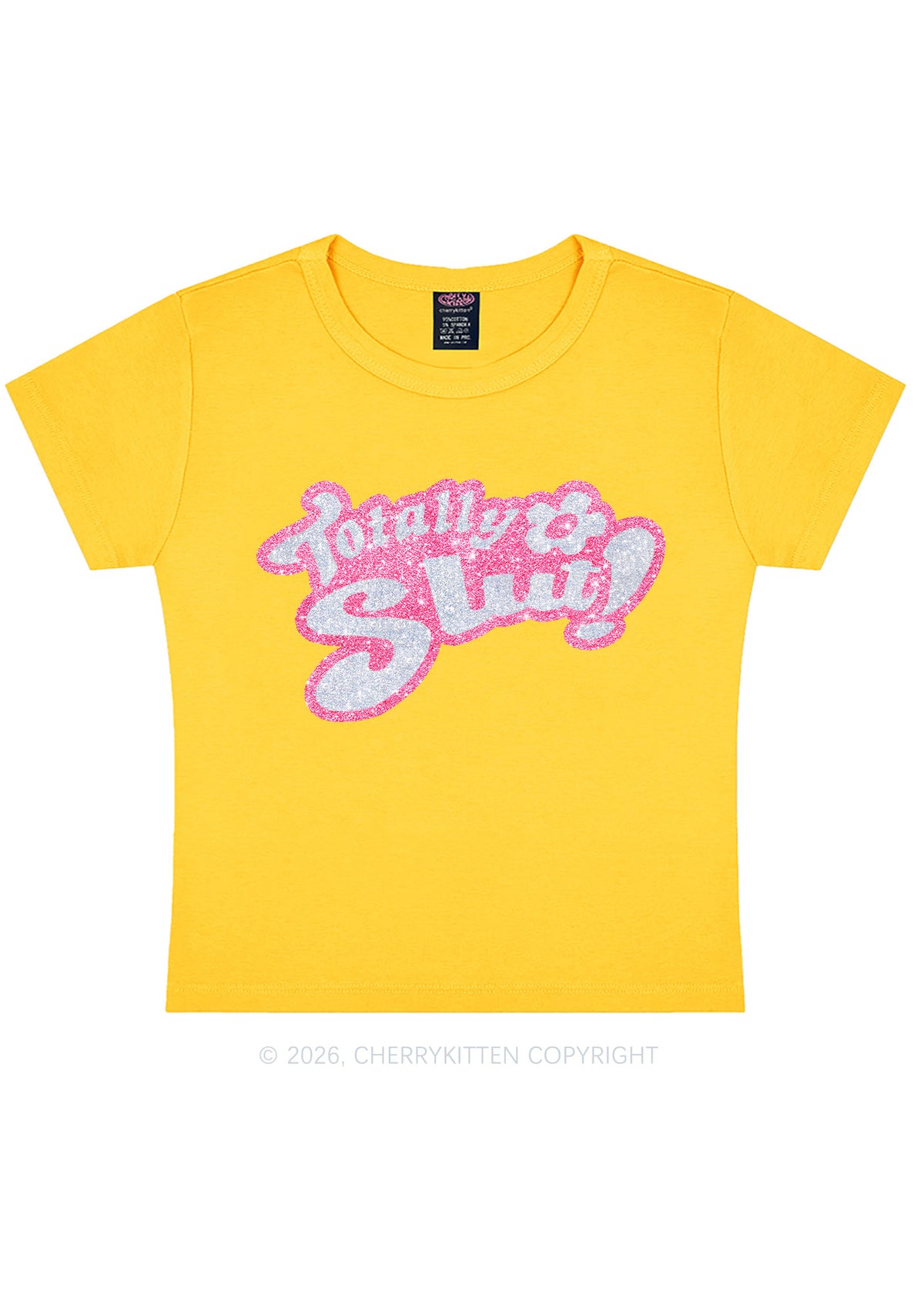 Glitter Totally Slxt Y2K Baby Tee Cherrykitten