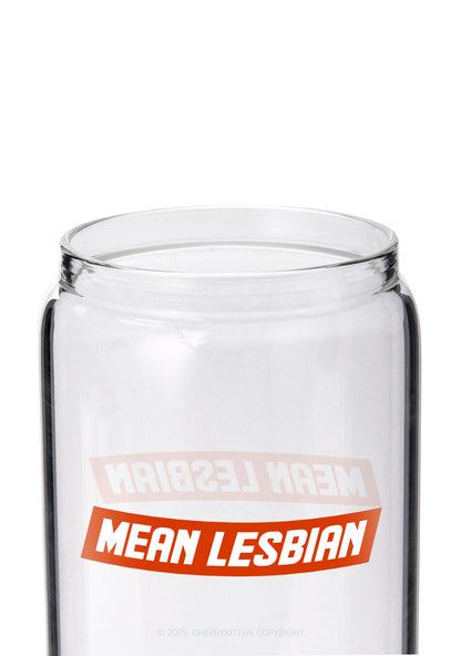 Mean Lesbian Pride Y2K Printed Glass Cup Cherrykitten