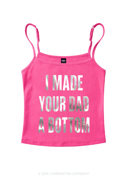 Made Your Dad A Bottom Pride Silver Foil Printed Y2K Spaghetti Strap Cami Cherrykitten