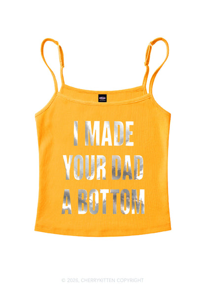 Made Your Dad A Bottom Pride Silver Foil Printed Y2K Spaghetti Strap Cami Cherrykitten