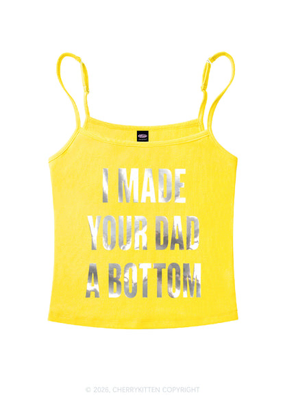 Made Your Dad A Bottom Pride Silver Foil Printed Y2K Spaghetti Strap Cami Cherrykitten