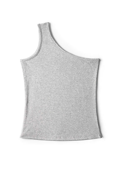 Plain Y2K One Shoulder Tank Top Cherrykitten