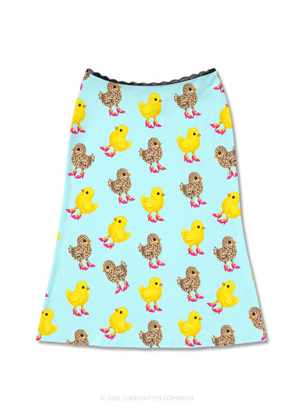 Chicks In Pink High Heels Y2K Print Midi Skirt Cherrykitten
