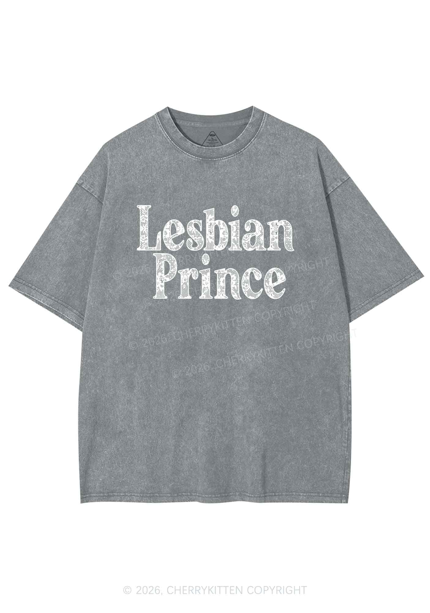 Lesbian Prince Pride Y2K Shirts Washed Tee Cherrykitten