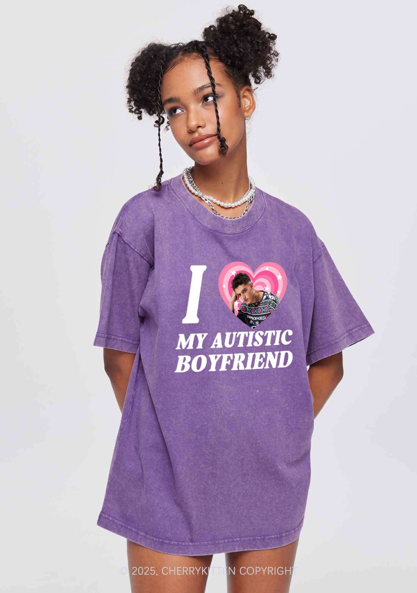 Custom My Autistic BF GF Y2K Valentine's Day Washed Tee Cherrykitten