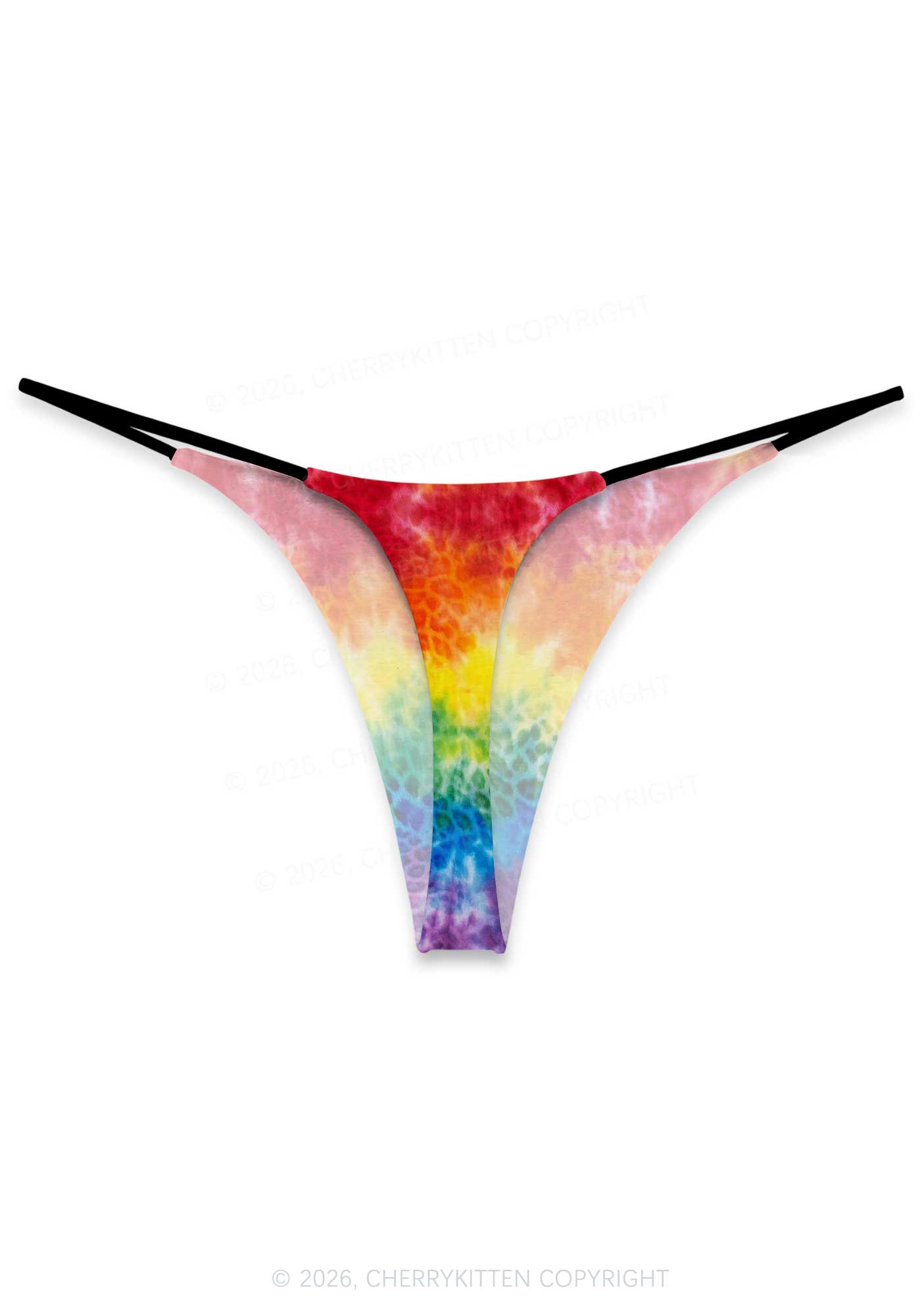 Rainbow Leopard Tie Dye Pride Y2K Print Bikini String Thong Cherrykitten