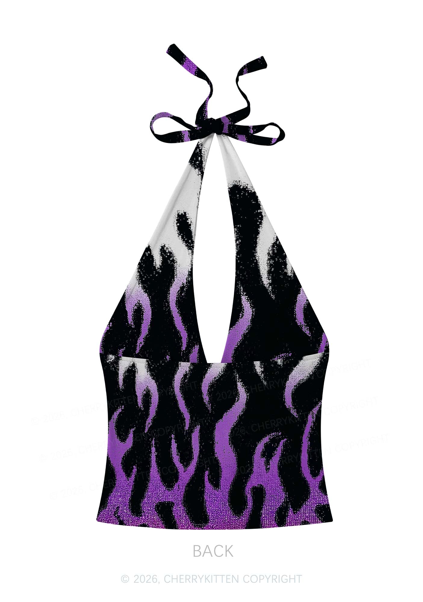 Asexual Flame Pride Y2K Print Halter Deep V Neck Cami Cherrykitten