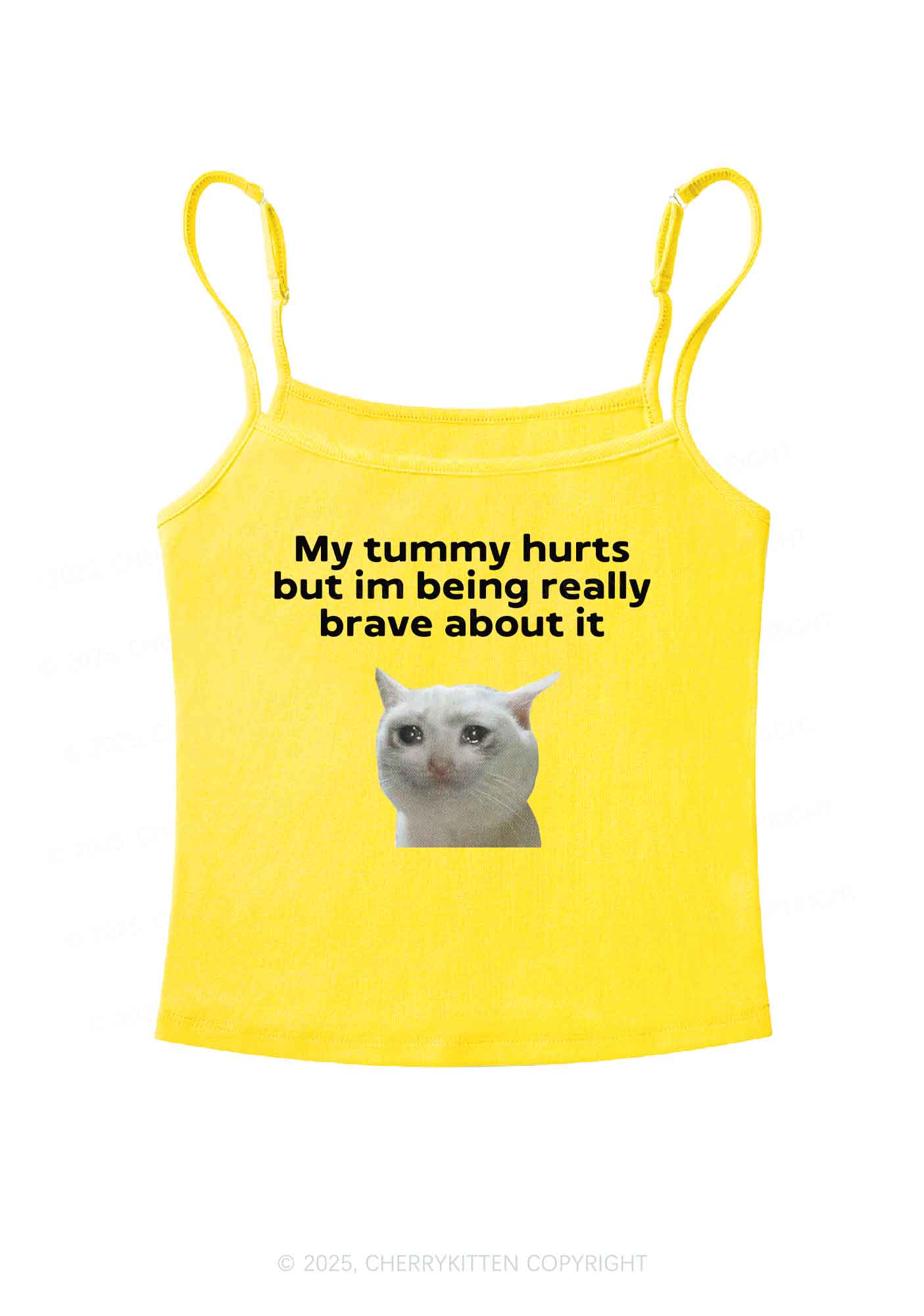 Cat Tummy Hurts Y2K Spaghetti Strap Cami Cherrykitten