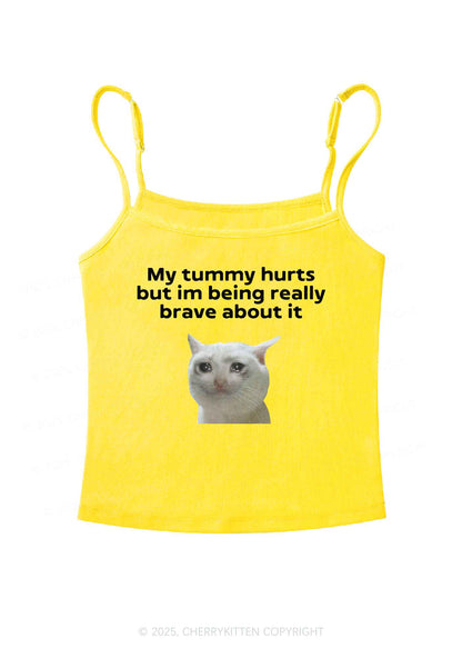 Cat Tummy Hurts Y2K Spaghetti Strap Cami Cherrykitten