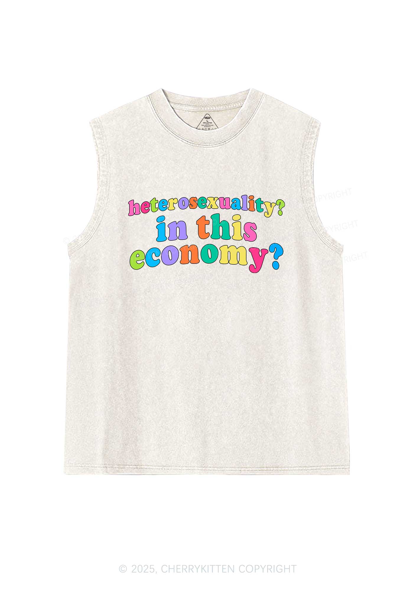 Heterosexuality In This Economy Pride Y2K Washed Muscle Tank Cherrykitten
