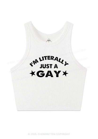 Literally Just A Gay Pride Y2K Crop Tank Top Cherrykitten