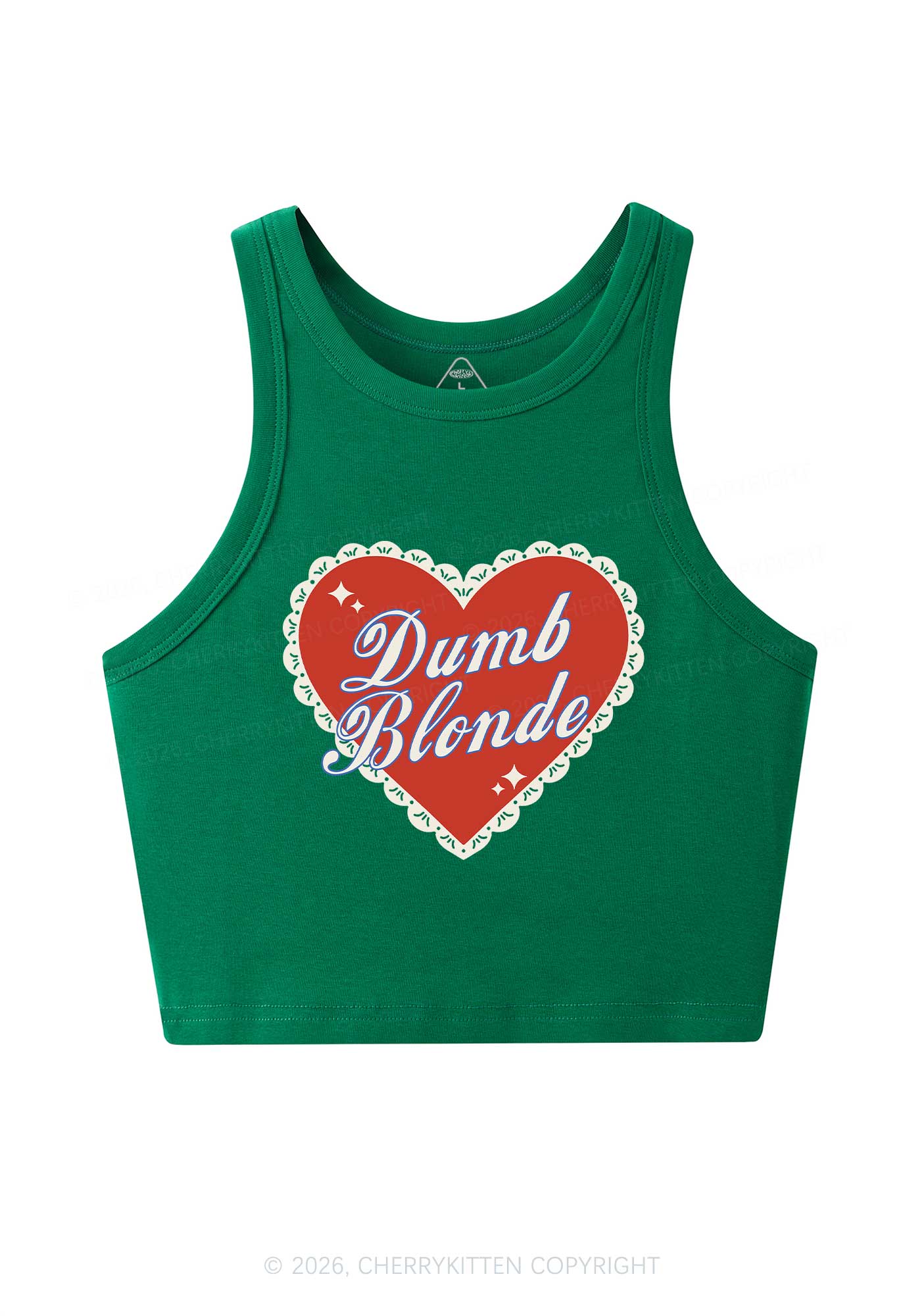 Dumb Blonde Valentine's Day Y2K Crop Tank Top Cherrykitten