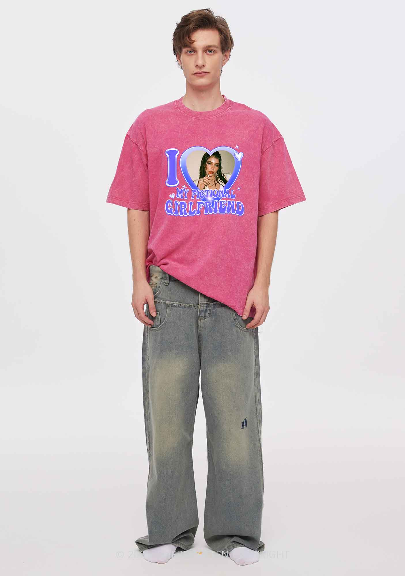 I Love My Fictional GF BF Y2K Valentine's Day Washed Tee Cherrykitten