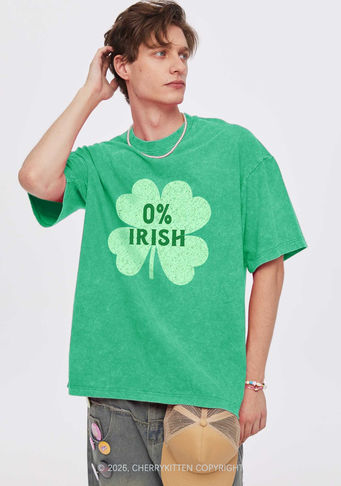 Zero Percent Irish St Patricks Y2K Washed Tee Cherrykitten