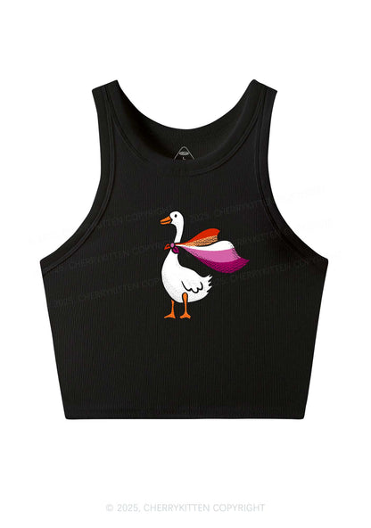 Lesbian Goose Pride Y2K Crop Tank Top Cherrykitten