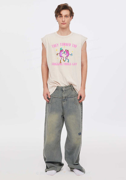 Frogs Gay Pride Y2K Washed Muscle Tank Cherrykitten