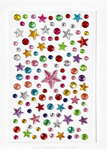1pc Multicolor Rhinestone Y2K Face Sticker Cherrykitten