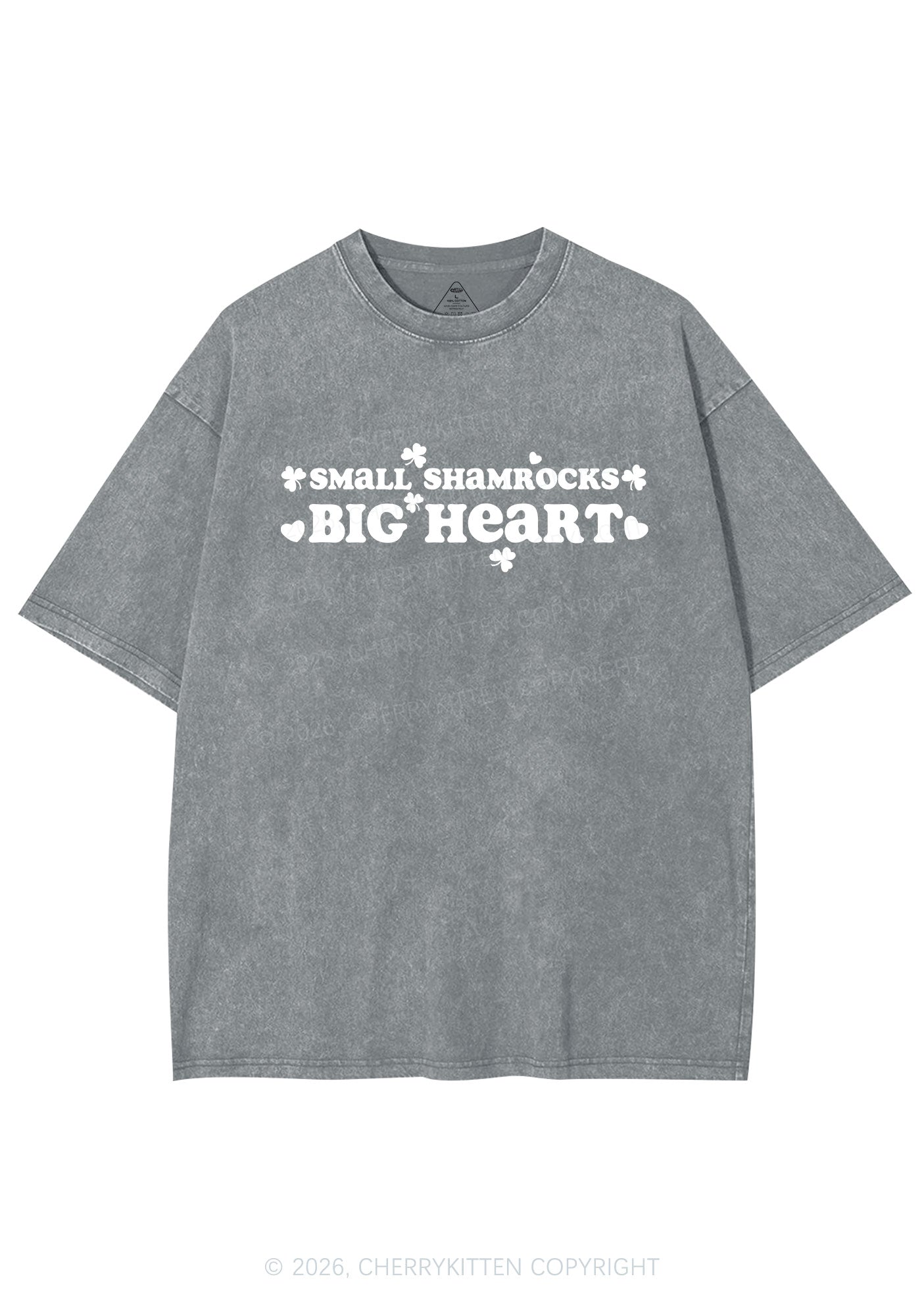 Small Shamrocks Big Heart St Patricks Y2K Shirts Washed Tee Cherrykitten