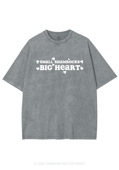 Small Shamrocks Big Heart St Patricks Y2K Shirts Washed Tee Cherrykitten