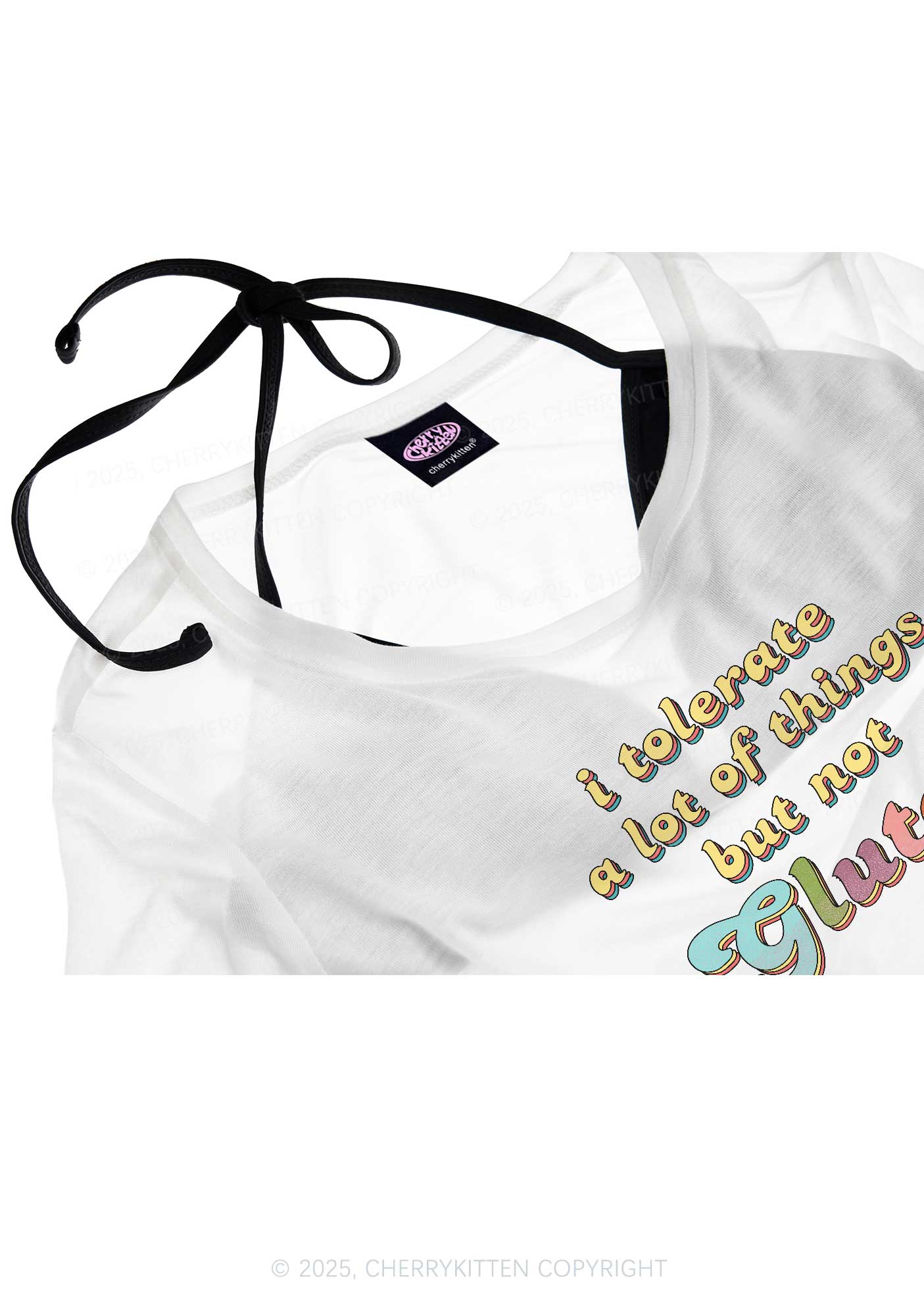 Tolerate Gluten Y2K Sheer Crop Tee Cherrykitten