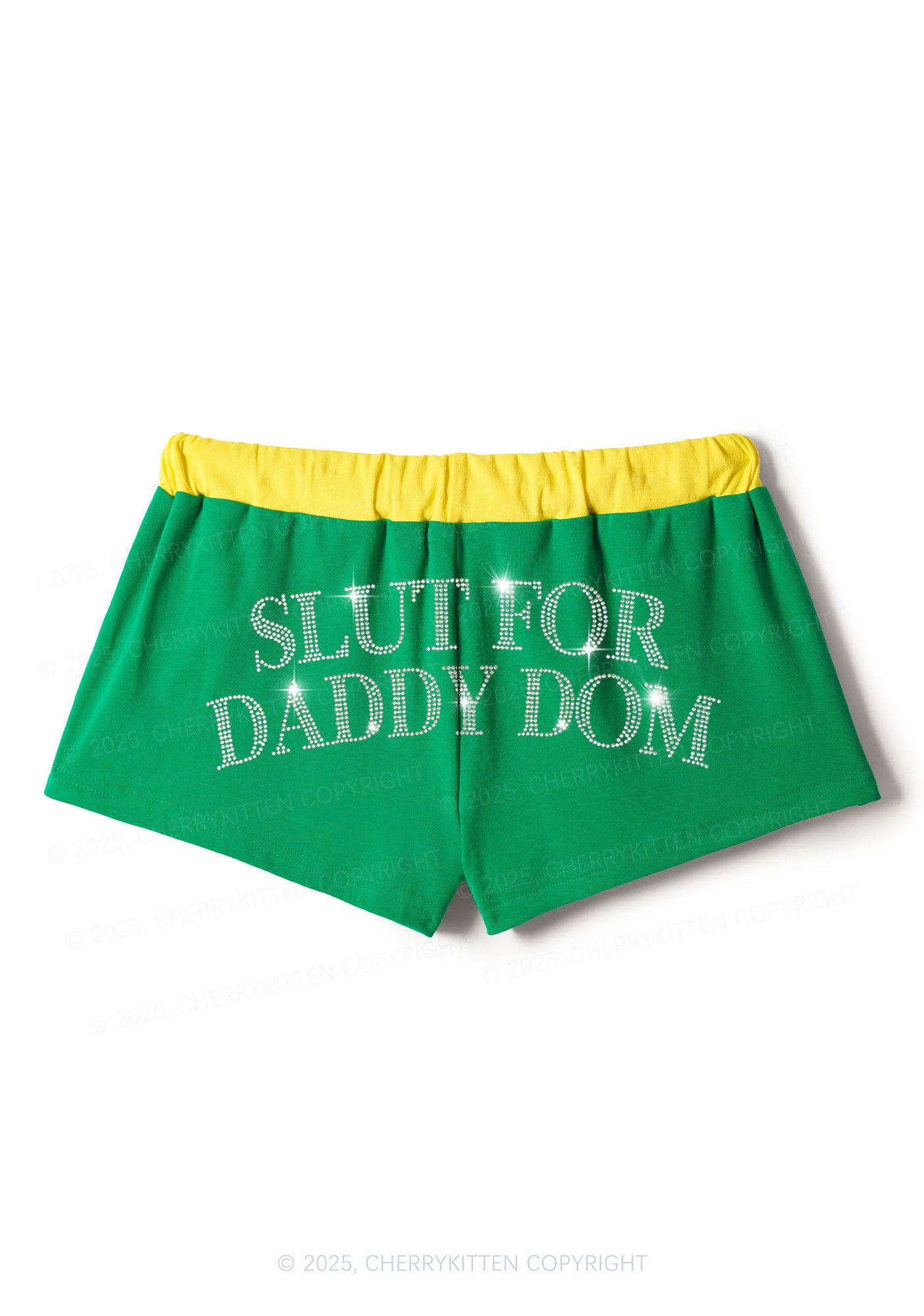 Rhinestone Slxt For Daddy Dom Y2K Drawstring Mini Shorts Cherrykitten