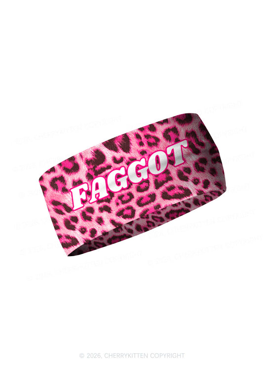 Pink Leopard Faggot Pride Y2K Print Headband Cherrykitten