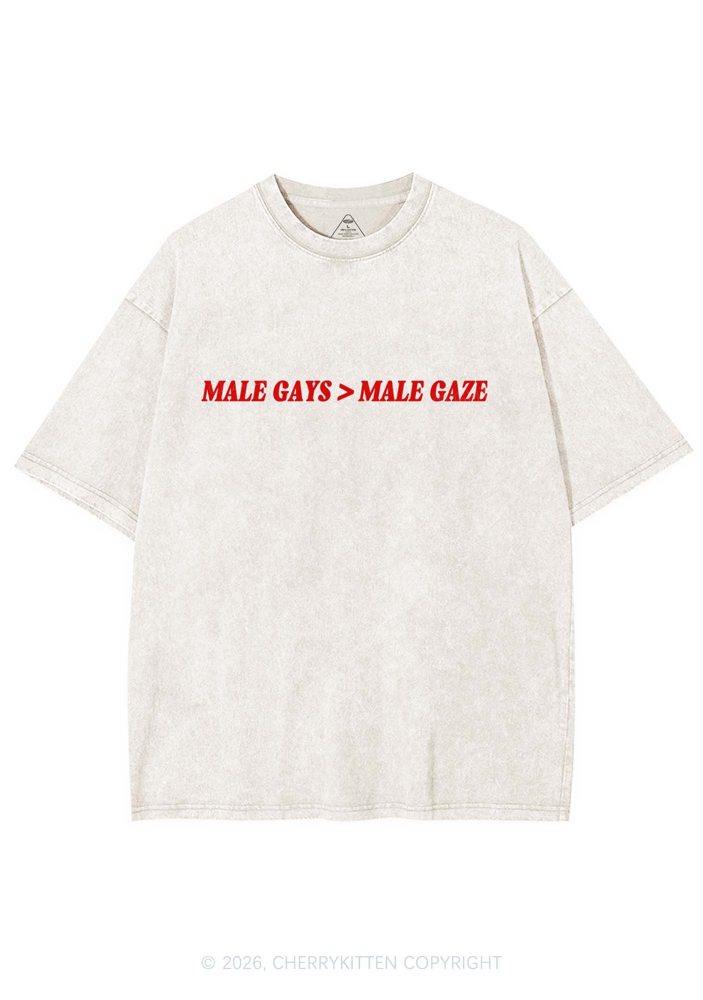 Male Gays Male Gaze Pride Y2K Shirts Washed Tee Cherrykitten